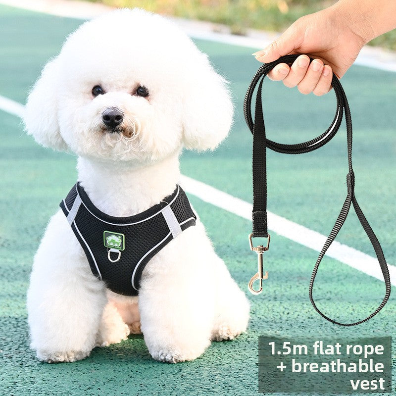 No-Pull Breathable Pet Harness Vest – Adjustable Reflective Night Safety Walking Set