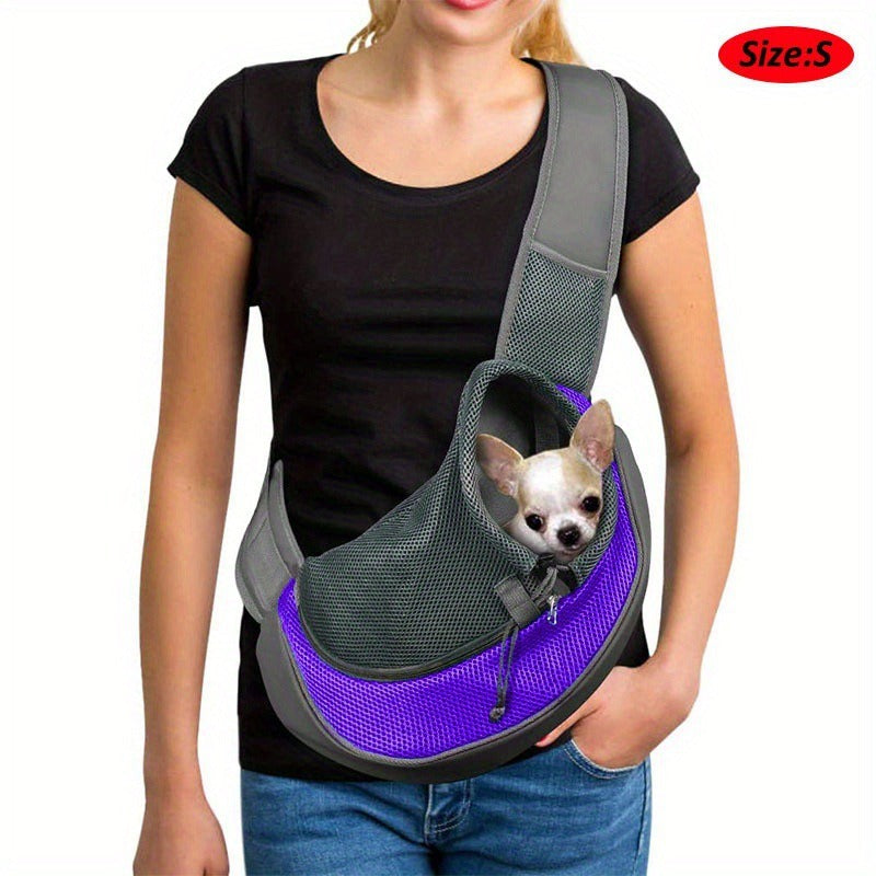 Reflective Safety Hands-Free Pet Carrier – Breathable Mesh Adjustable Crossbody Travel Bag