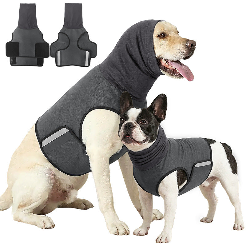 Full-Body Calming Dog Anxiety Vest – Breathable Noise Reduction Wrap With Headgear