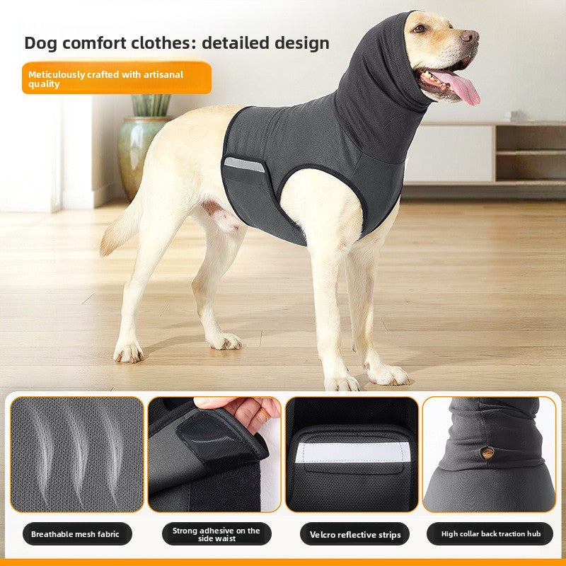 Full-Body Calming Dog Anxiety Vest – Breathable Noise Reduction Wrap With Headgear