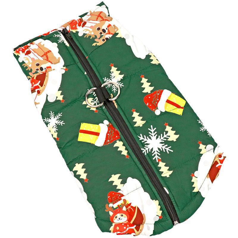 Windproof Cotton Dog Winter Coat – Festive High-Visibility Heavy-Duty Warm Vest