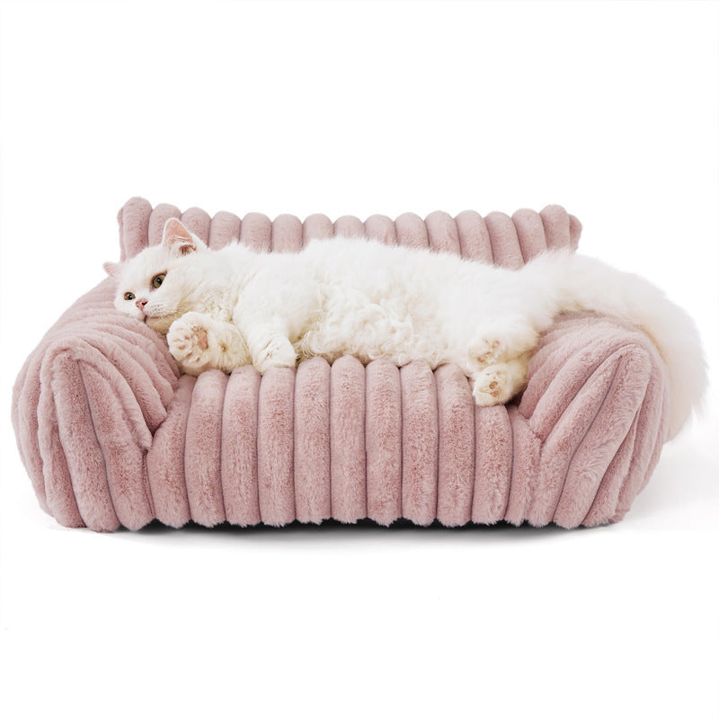 Anti-Anxiety Washable Plush Pet Sofa Bed – Removable All-Season Calming Couch Lounger