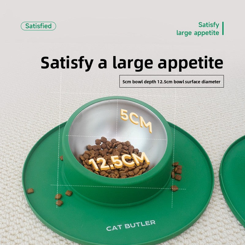 Anti-Slip Dual Silicone Pet Bowl – No-Spill Elevated Food And Water Mat Station