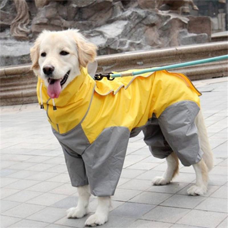 Full-Body Four-Legged Waterproof Dog Raincoat – High-Visibility Reflective All-Weather Storm Hoodie