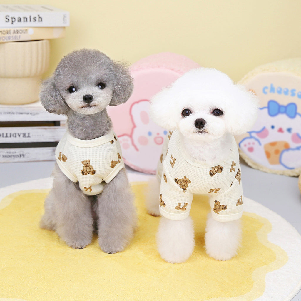 Cozy Waffle-Knit Pet Lounge Pajamas – Soft Breathable All-Season Home Wear Onesie
