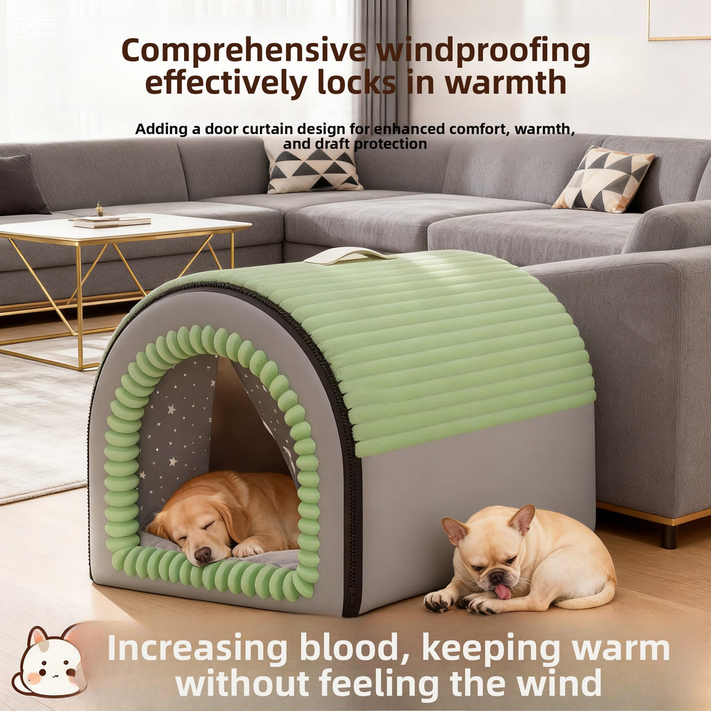 Enclosed Anti-Anxiety Washable Pet Cave Bed – Removable All-Season Insulating Lounger