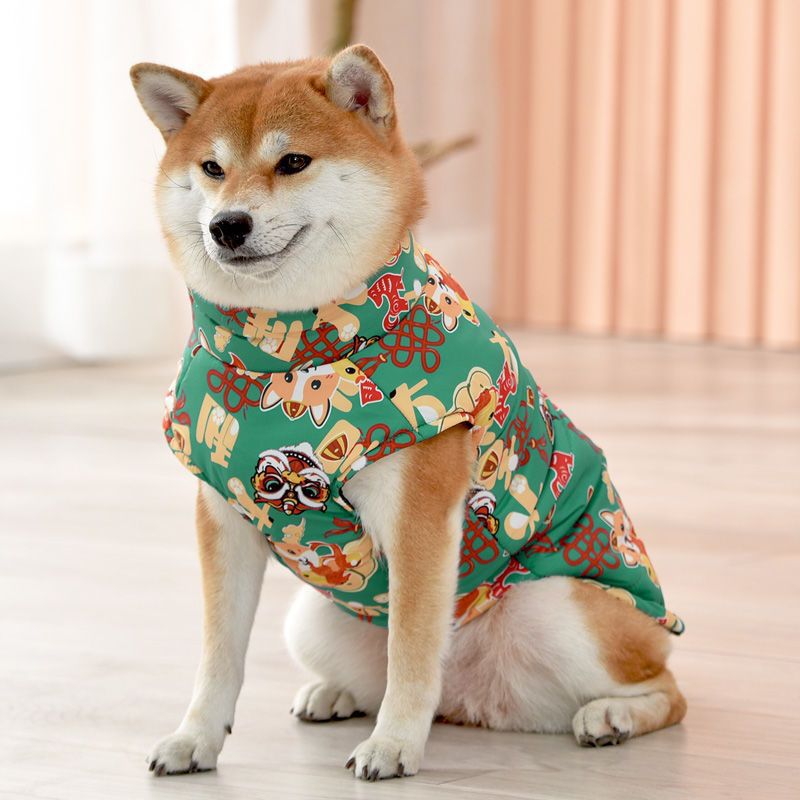 Windproof Cotton Dog Winter Coat – Festive High-Visibility Heavy-Duty Warm Vest