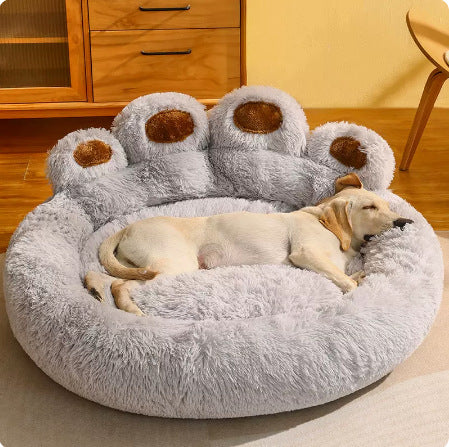 Anti-Anxiety Flannel Lazy Sofa Pet Bed – Winter Warm Washable Deep Sleep Nest