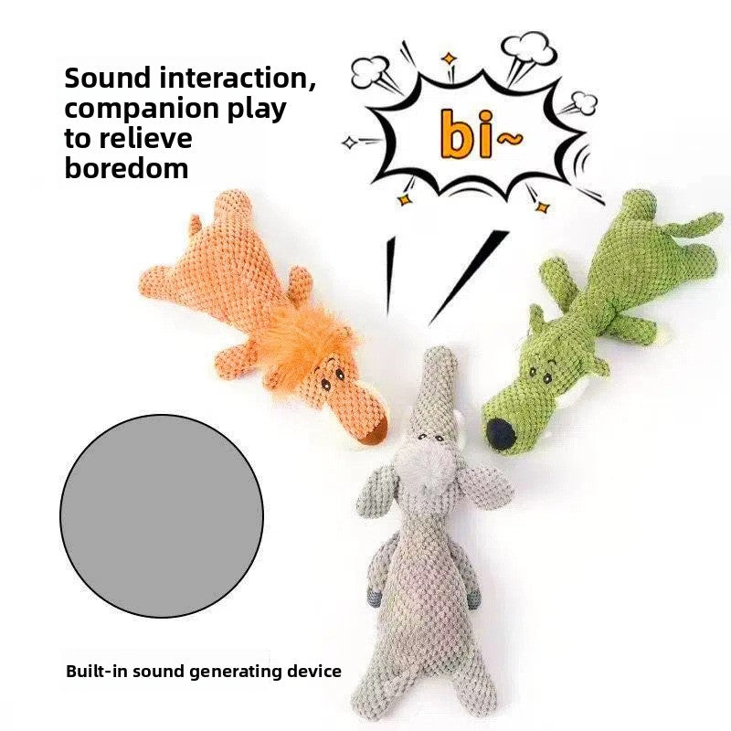 Plush Squeaky Corn-Lint Dog Toy – Heavy-Duty Molar Teething Animal Boredom Relief