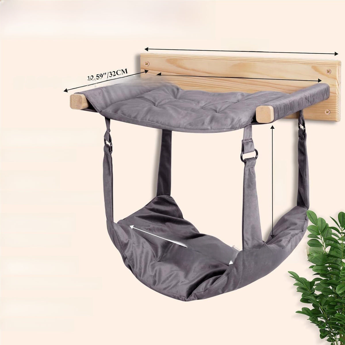 2-Tier Wooden Hanging Cat Hammock – Space-Saving Double-Layer Wall Floating Bed Nest