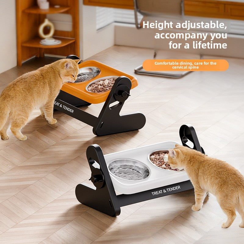 Elevated Adjustable Height Pet Feeder – Posture Support Dual Stainless Steel Dining Station
