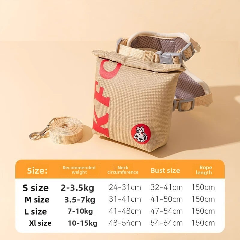 Cute Fast Food Backpack Harness Vest – Whimsical Cat And Dog Safety Walking Set