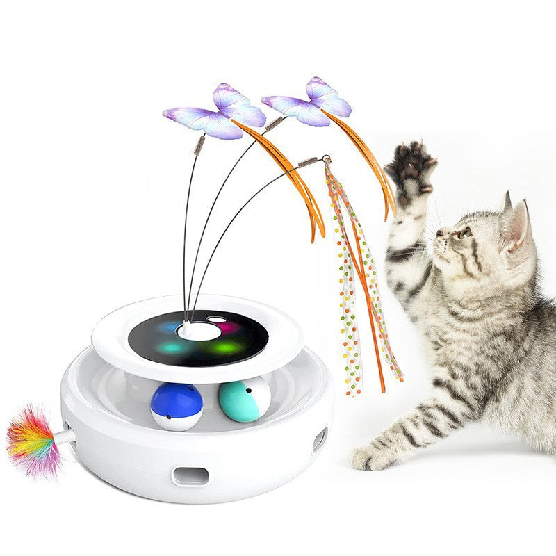 Smart Motorized Automatic Rotating Cat Turntable – Interactive Teaser Wand Hunting Toy