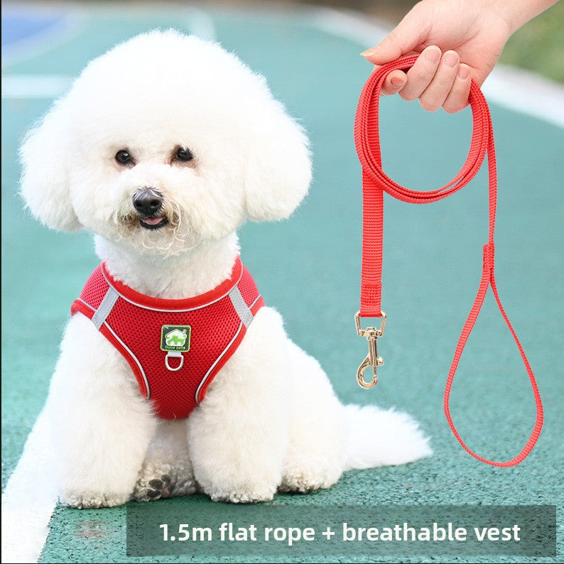 No-Pull Breathable Pet Harness Vest – Adjustable Reflective Night Safety Walking Set