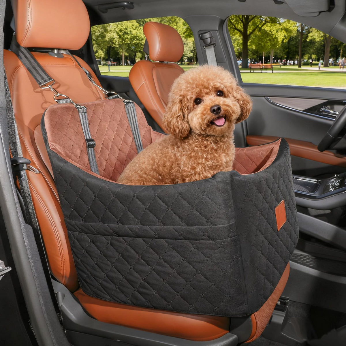 Washable Elevated Base Pet Car Bed – Detachable Breathable Multi-Surface Travel Seat