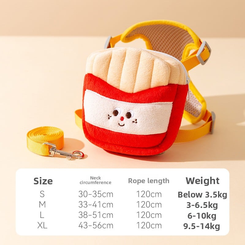 Cute Fast Food Backpack Harness Vest – Whimsical Cat And Dog Safety Walking Set
