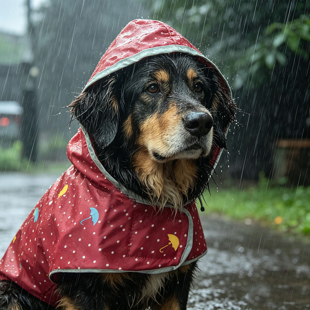 Reversible Reflective Waterproof Pet Raincoat – Adjustable Velcro Dual-Sided All-Weather Storm Jacket