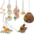 Wooden Bird Toy Set With Stairs – Interactive Swing Chew Playground For Cage Enrichment