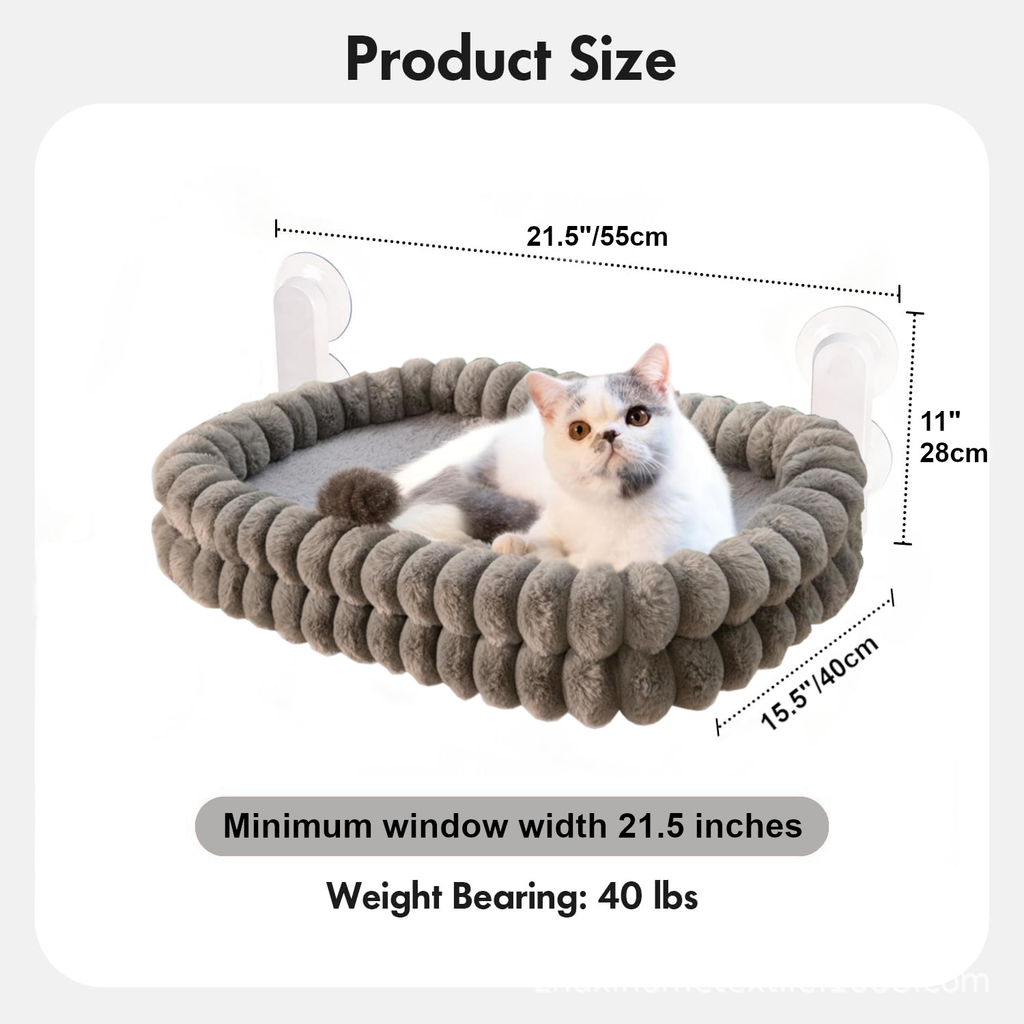 Reversible Window Mount Cat Hammock – Seasonal Plush Mesh Suction Cup Hanging Bed