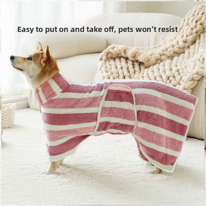 Thickened Coral Velvet Pet Bath Towel – Super Absorbent Full Body Wrapping Coat