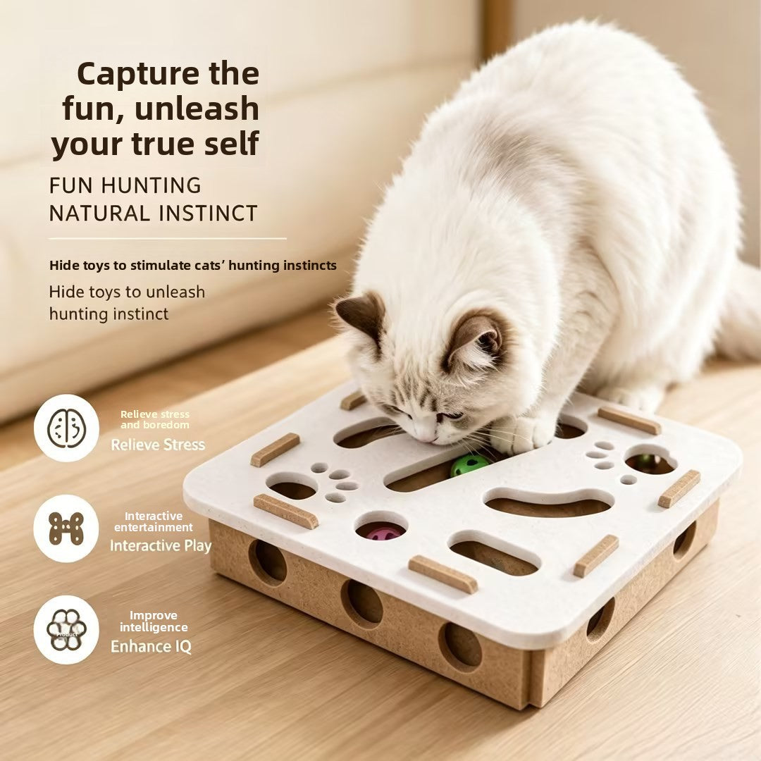 Interactive Felt Cat Scratching Maze – Anti-Shedding Cognitive Training Puzzle Toy