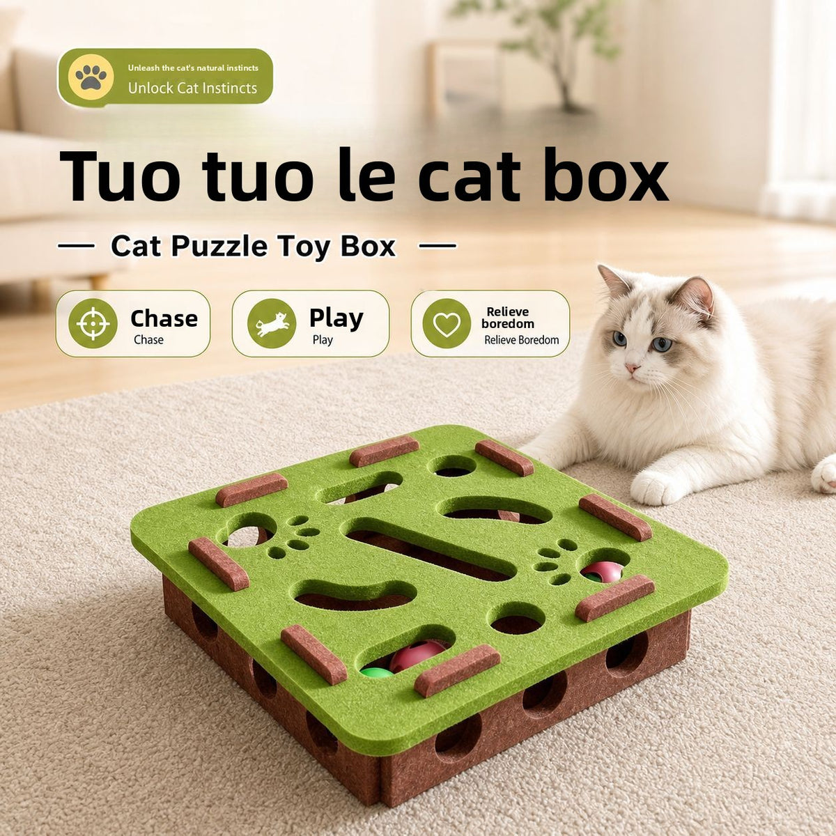 Interactive Felt Cat Scratching Maze – Anti-Shedding Cognitive Training Puzzle Toy
