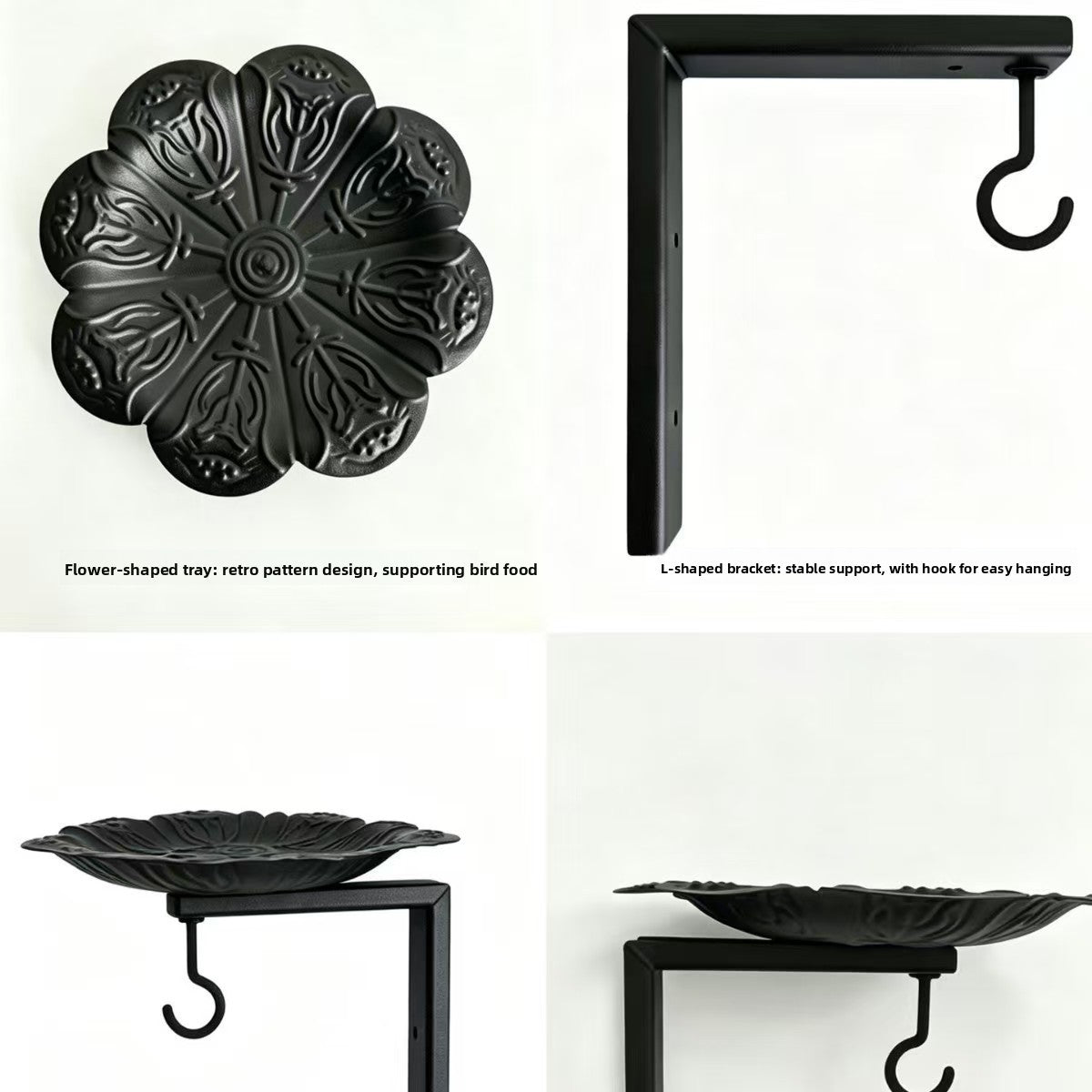 Minimalist Iron Garden Bird Feeder Stand – Elegant Geometric Flower Decorative Hanger