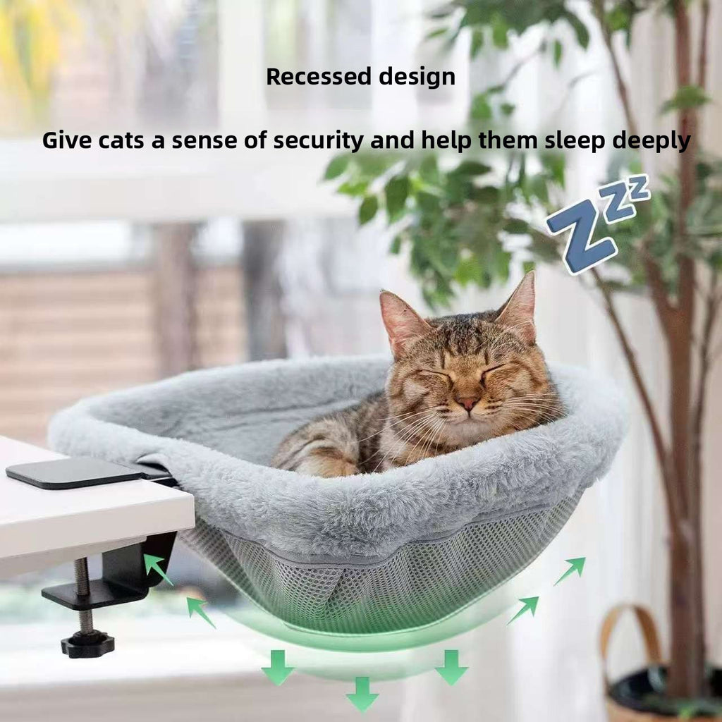Space-Saving Foldable Cat Desk Hammock – Circular Hanging Cozy Indoor Pet Bed