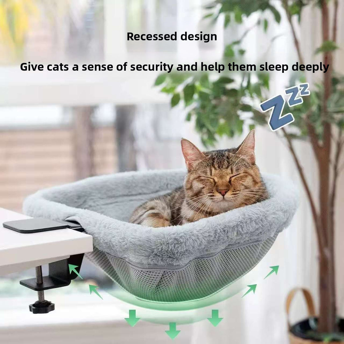 Space-Saving Foldable Cat Desk Hammock – Circular Hanging Cozy Indoor Pet Bed
