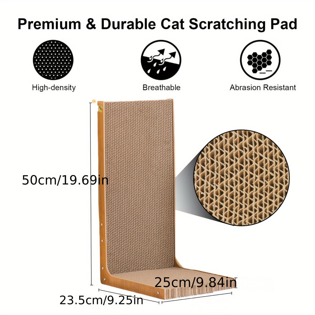 L-Shape Sisal Cat Scratch Board – Space-Saving Vertical Scratcher With Cozy Lounge Nest