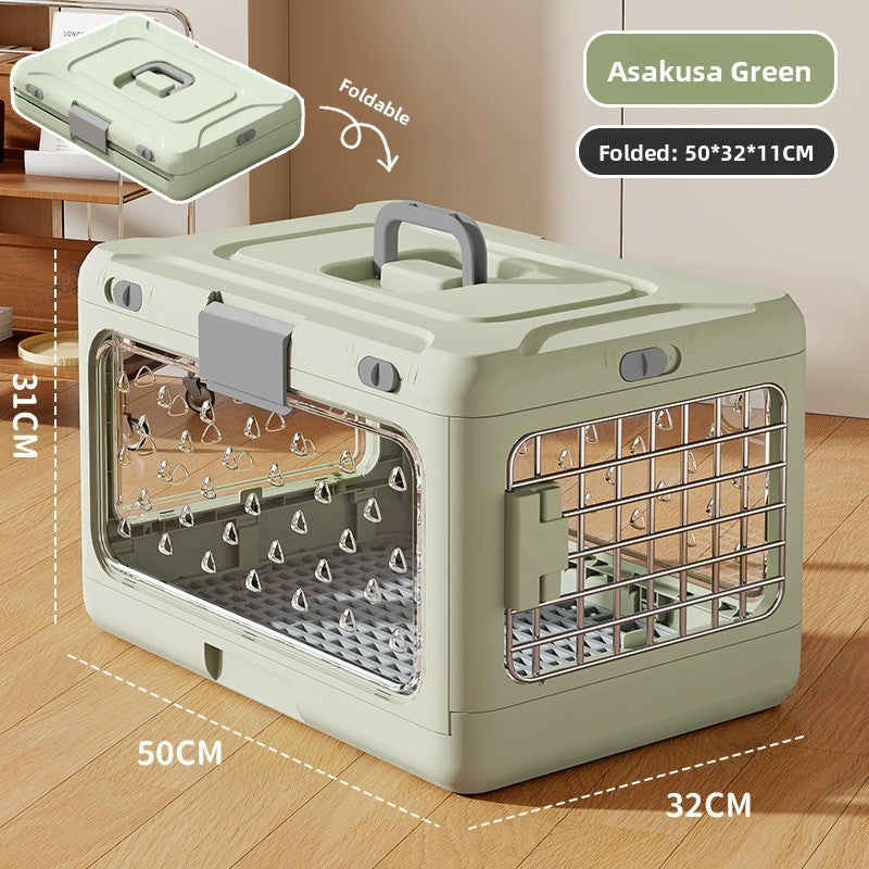 Foldable Thickened Plastic Pet Travel Cage – Space-Saving Airline Approved Multi-Pet Carrier