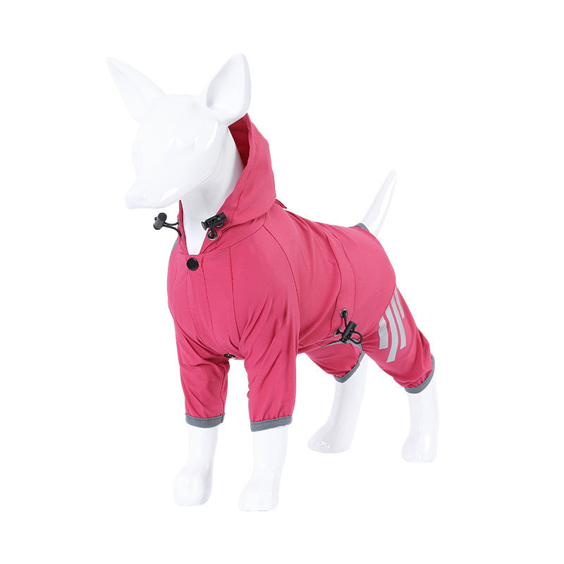Full-Body Four-Legged Waterproof Dog Raincoat – Integrated Leash Hole Breathable Storm Hoodie