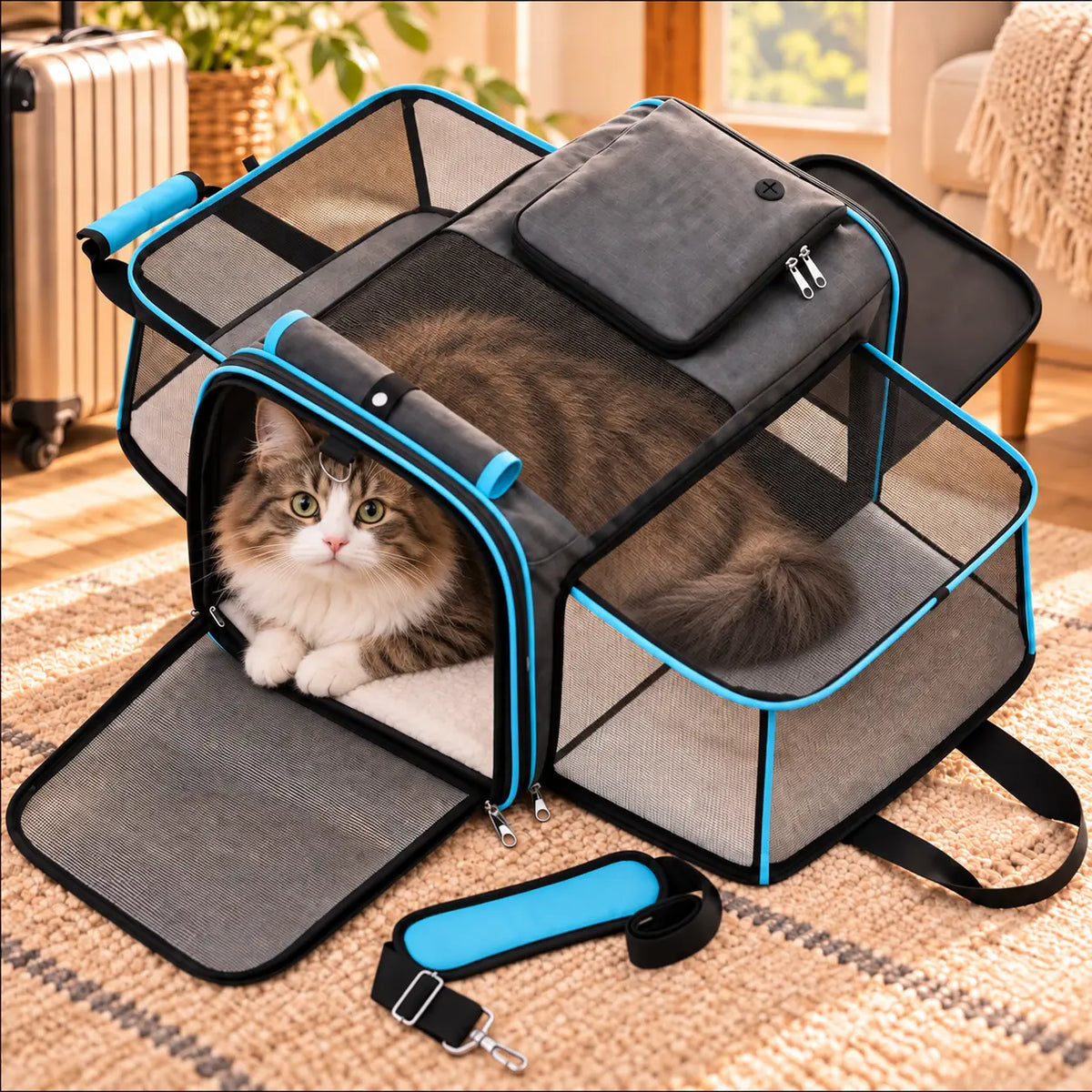 Foldable Breathable Pet Carrier Bag – Versatile Multi-Way Pet Travel Backpack