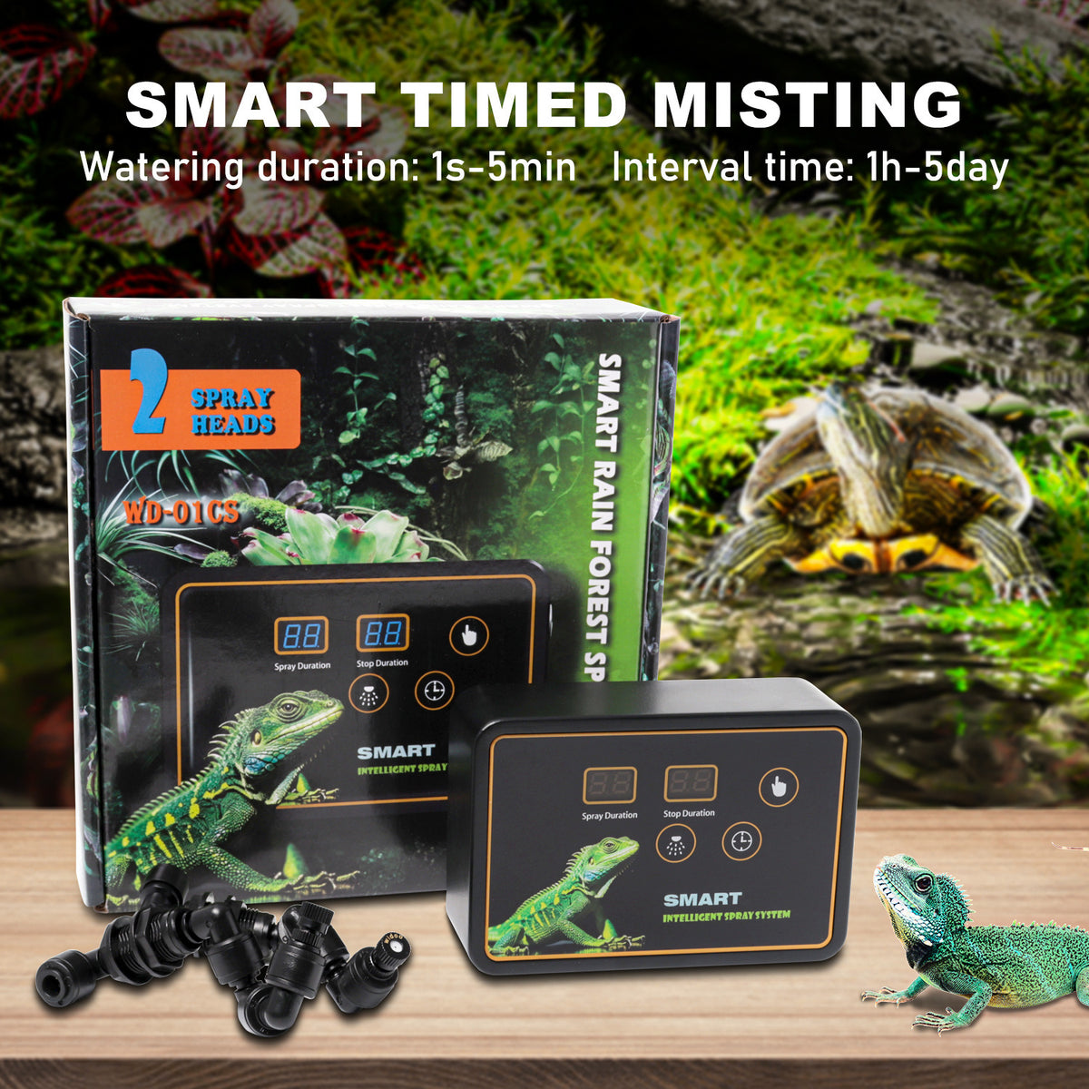 Programmable Reptile Terrarium Misting System – Automatic Smart Timing Humidity Spray Kit