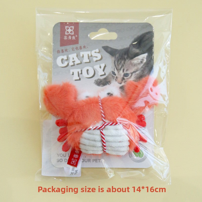 Plush Catnip Crab Lobster Toy – Built-In Bell Dental Health Hunting Toy