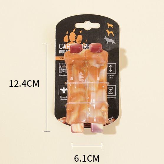 Heavy-Duty Rubber Teething Dog Toy – Bone Chicken Leg Molar Dental Health Bone