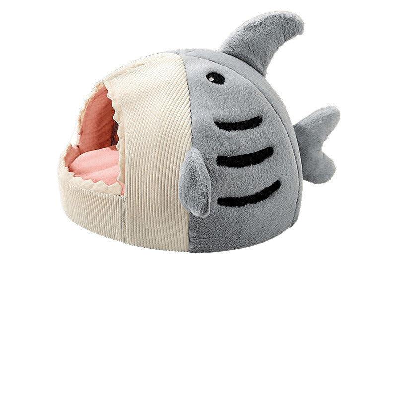 Anti-Anxiety Shark Shaped Pet Cave House – Enclosed Winter Warm All-Season Lounger Nest