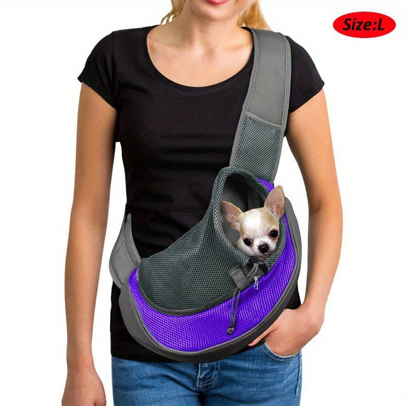 Reflective Safety Hands-Free Pet Carrier – Breathable Mesh Adjustable Crossbody Travel Bag
