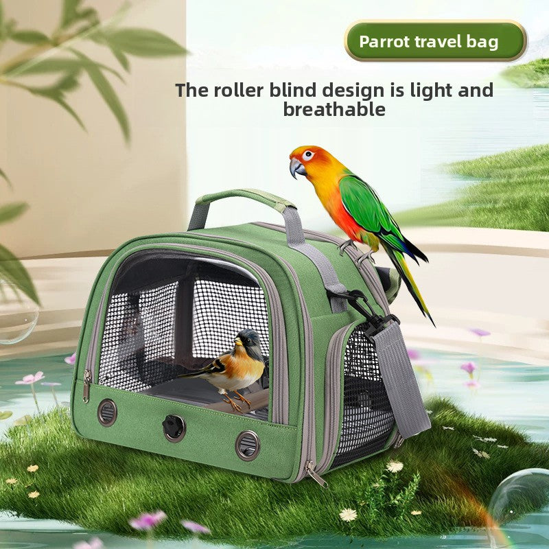 Portable Bird Carrier Shoulder Bag – Breathable Mesh Adjustable Travel Parrot Tote