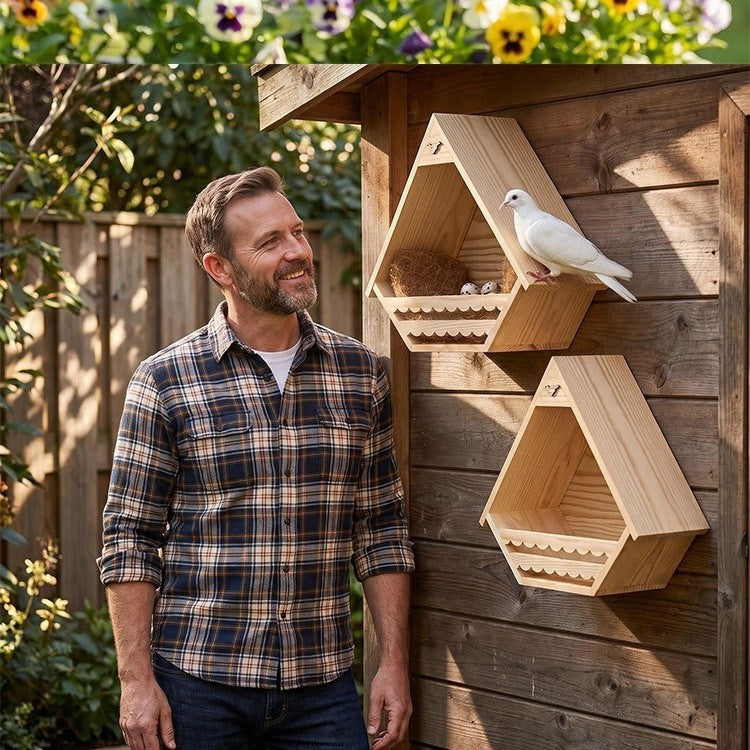 Hanging Pine Wood Outdoor Bird House – Weather-Resistant Garden Breeding Nesting Box