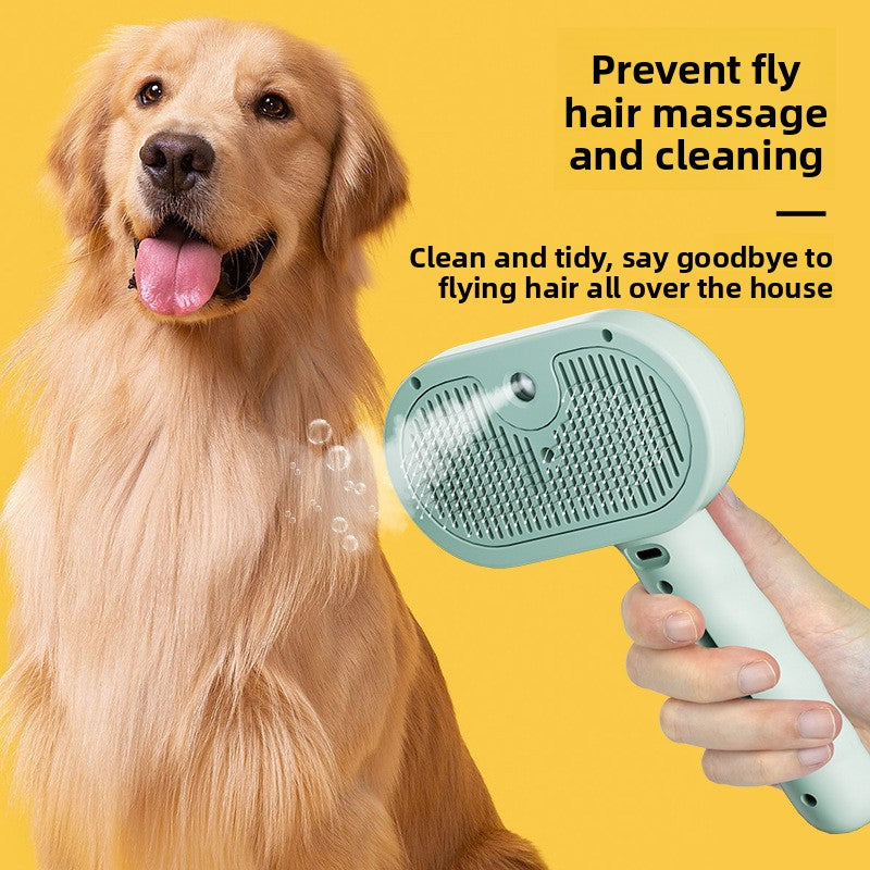 Steamy Silicone Pet Grooming Brush – 3-in-1 Spray Massage Hair Deshedding Comb