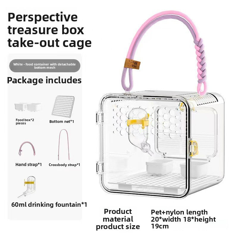Portable Clear Panoramic Hamster Travel Cage – Lightweight Ventilation Small Pet Carrier