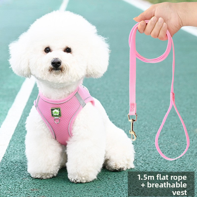 No-Pull Breathable Pet Harness Vest – Adjustable Reflective Night Safety Walking Set