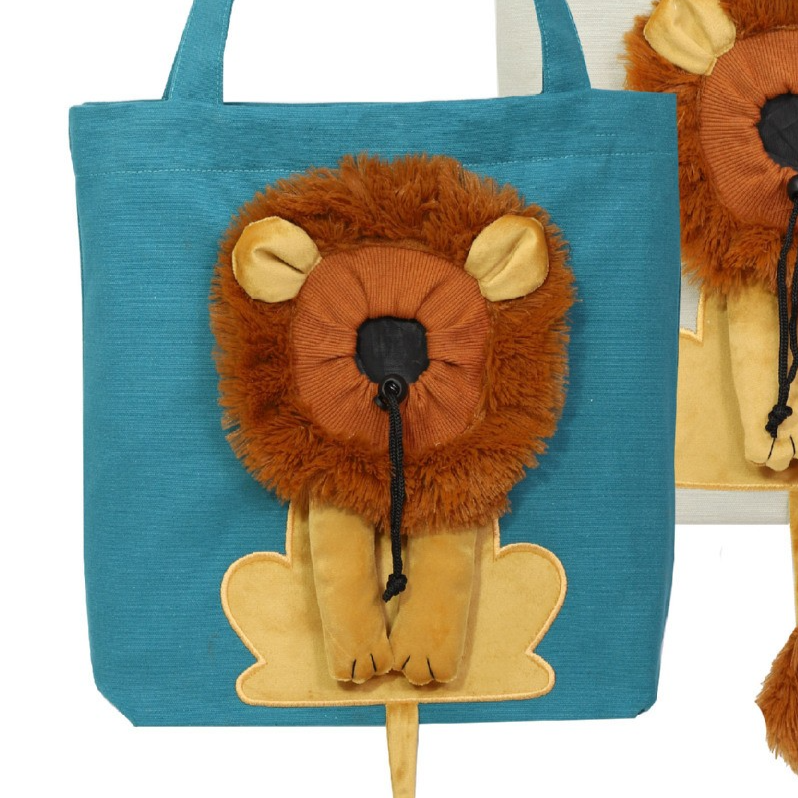 Cartoon Lion Canvas Pet Sling Carrier – Adjustable Head-Out Travel Shoulder Tote