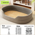 Anti-Overheating Plush Pet Cooling Bed – Summer Refreshing Raised Fence Calming Sofa Lounger