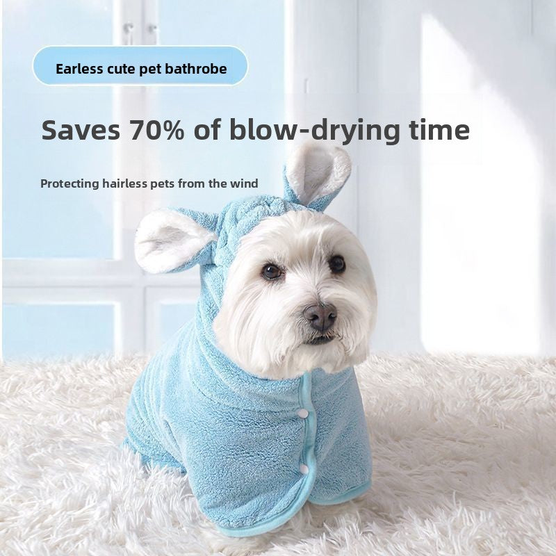 Quick-Drying Hooded Pet Bath Towel – Ultra-Absorbent Soft Coral Fleece Wrap