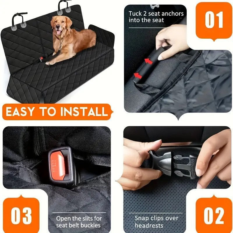 Waterproof 600D Oxford Pet Car Seat Mat – Non-Slip PP Cotton Travel Hammock Protector