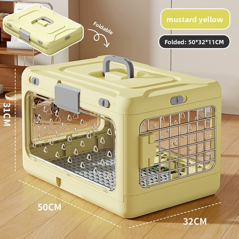 Foldable Thickened Plastic Pet Travel Cage – Space-Saving Airline Approved Multi-Pet Carrier