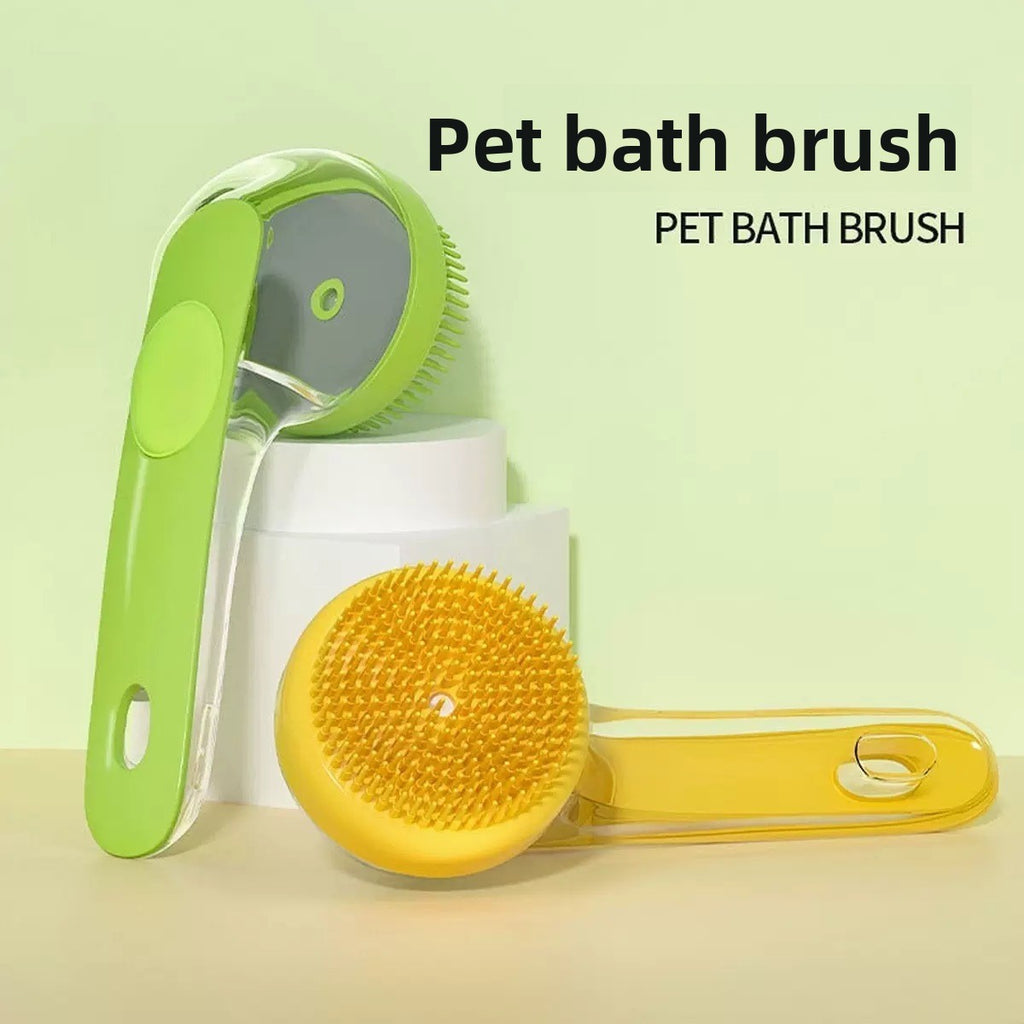 Silicone Shampoo Dispensing Pet Bath Brush – Dual-Purpose Massage Head Scratcher Scrubber