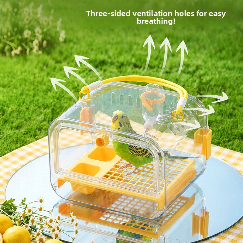 Portable Transparent Travel Bird Cage – 360 Panoramic View Lightweight Flight Carrier